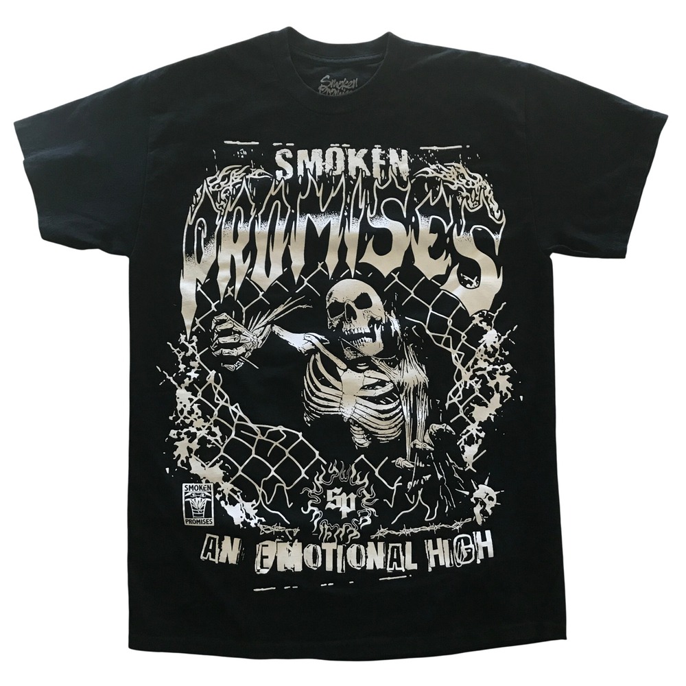 Broken Promises Mens An Emotional High Skeleton Graphic T-Shirt Black Medium